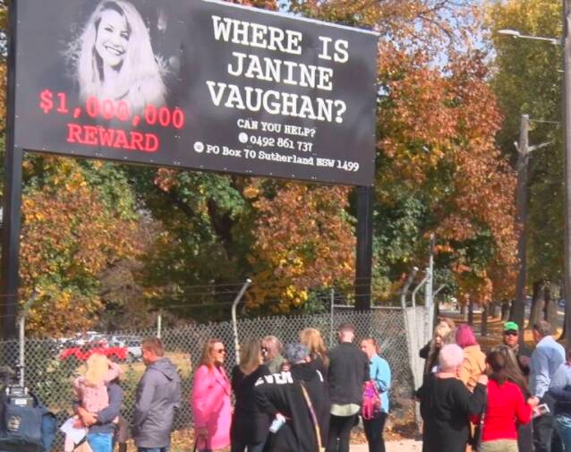 MISSING PERSONS: The banner, which will feature Jessica Small, Janine Vaughan and Andrew Russell will hang under the billboard: Photo: TNV