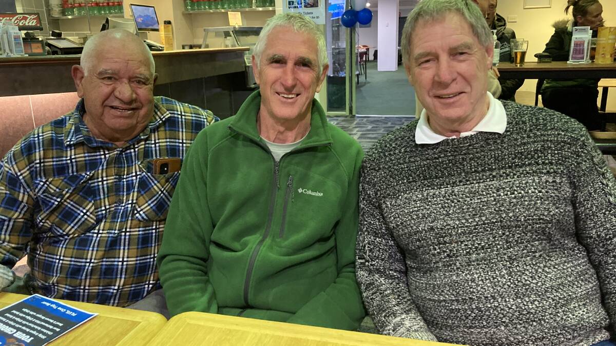 GREAT NIGHT: Geoff Thorne, Michael White and Gary Taylor were among the former players at Saturday night's function.