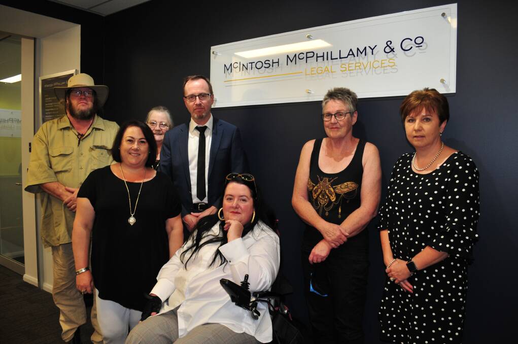 CONCERNS: Injured workers Mike Herbert, Lucy Thornton, Greens MP David Shoebridge, Cindy Piggott, Caroline Harte, Annette Dwyer and solicitor, Cindy Swan, at the meeting.
