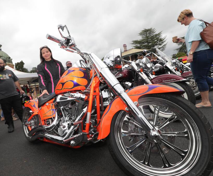 GREAT DAY: May Ye at the Bathurst bike show, outside the Bathurst Court House on Saturday.
