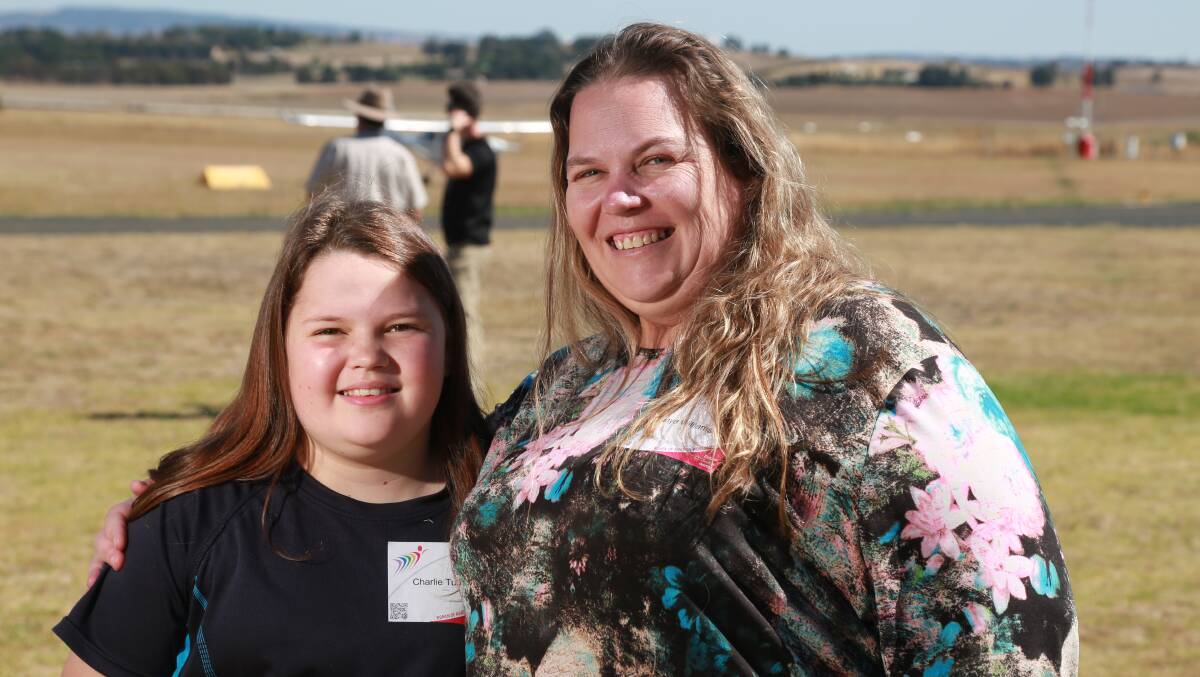 AVIATION: Charlie Tuohey and Tanya Williams at Bathurst Airport on Saturday.