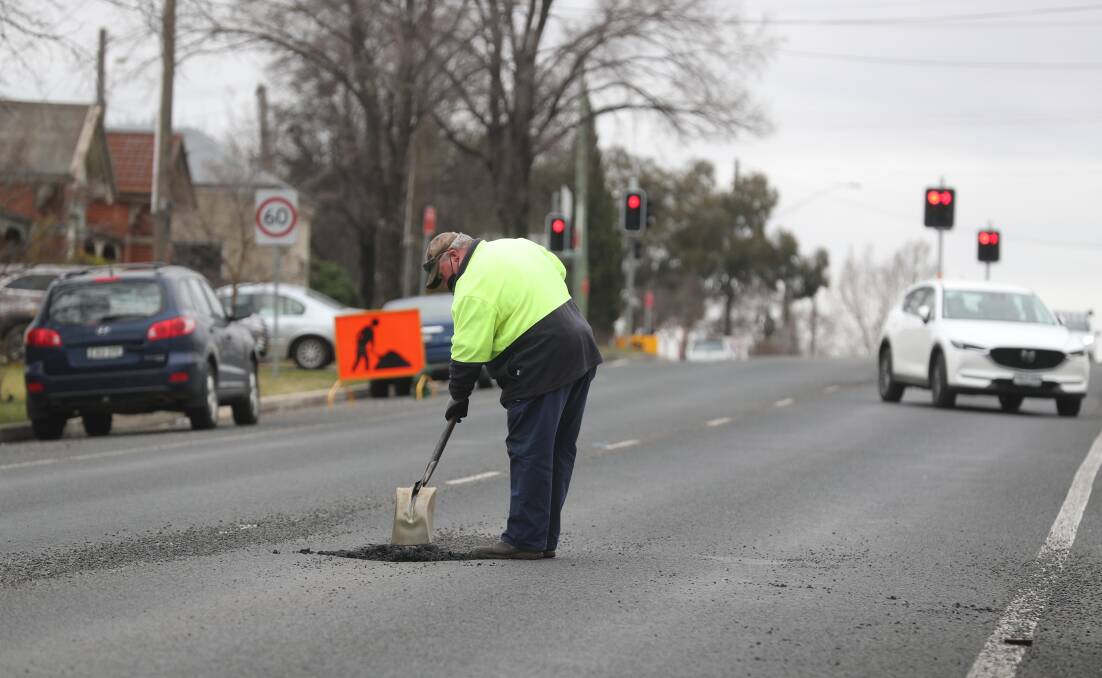 POTHOLE REPAIRS ACROSS CBD: Council workers were busy filling potholes on Monday after a week of rain.