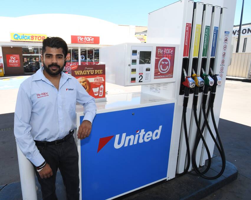 PETROL PAIN: United Fuel Bathurst director Sumit Wadhwa is tired of people using his car park to shop in the CBD. Photo: CHRIS SEABROOK  122418cfueltheft