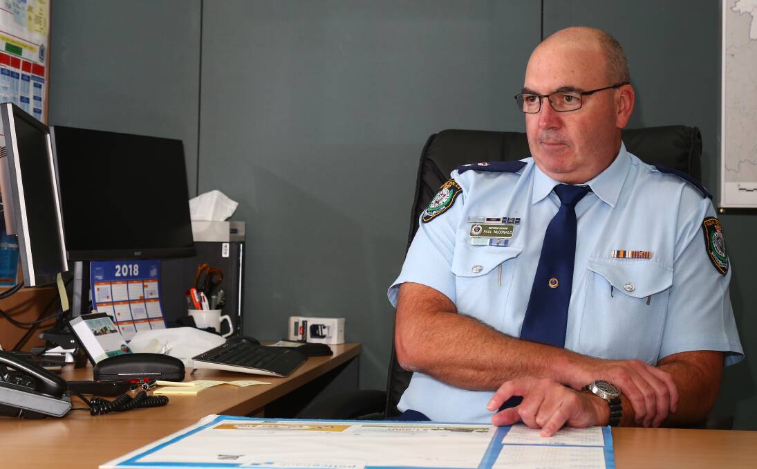NEW LEADER: Chifley local area command's new top cop, Superintendent Paul McDonald, on the job at Bathurst police station. Photo: PHIL BLATCH