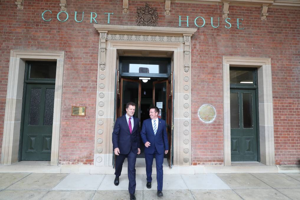 DELIVERING JUSTICE: Attorney General Mark Speakman and Member for Bathurst Paul Toole at the Bathurst Courthouse on Wednesday.