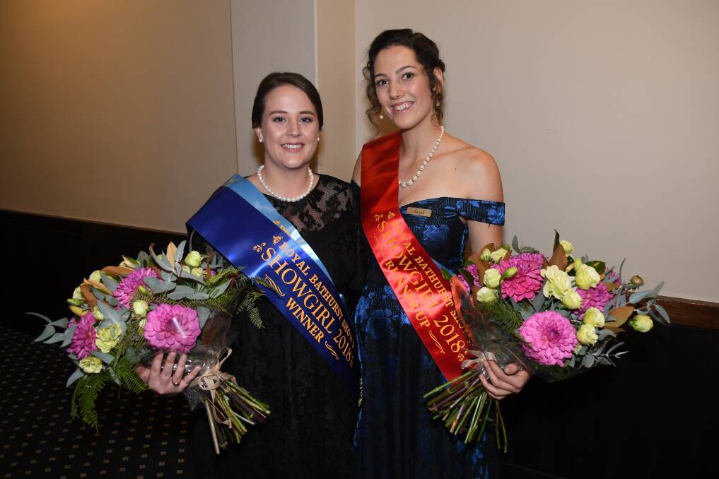 GREAT EXPERIENCE: Bathurst Showgirl Jessica Corse (left), pictured last year with runner-up Sarah Driver. Photo: CHRIS SEABROOK 040718csgirl1