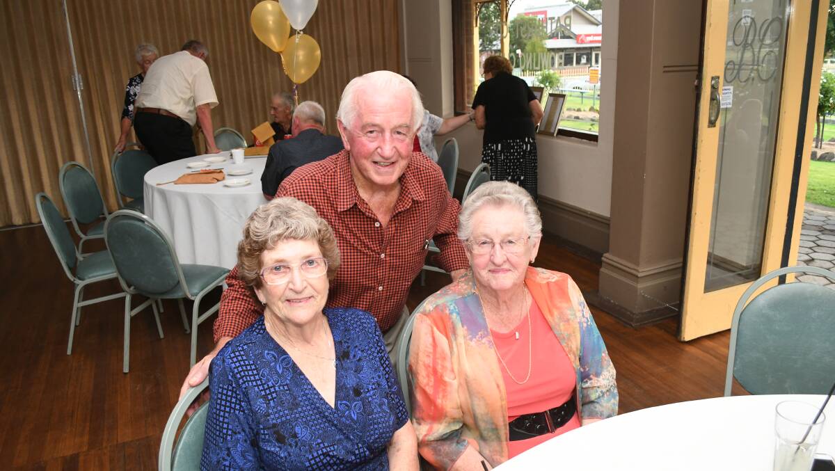 CELEBRATION: Ron Le Brocque with Lois Jones and Norma Rowling at the party.  011919c50thwed5
