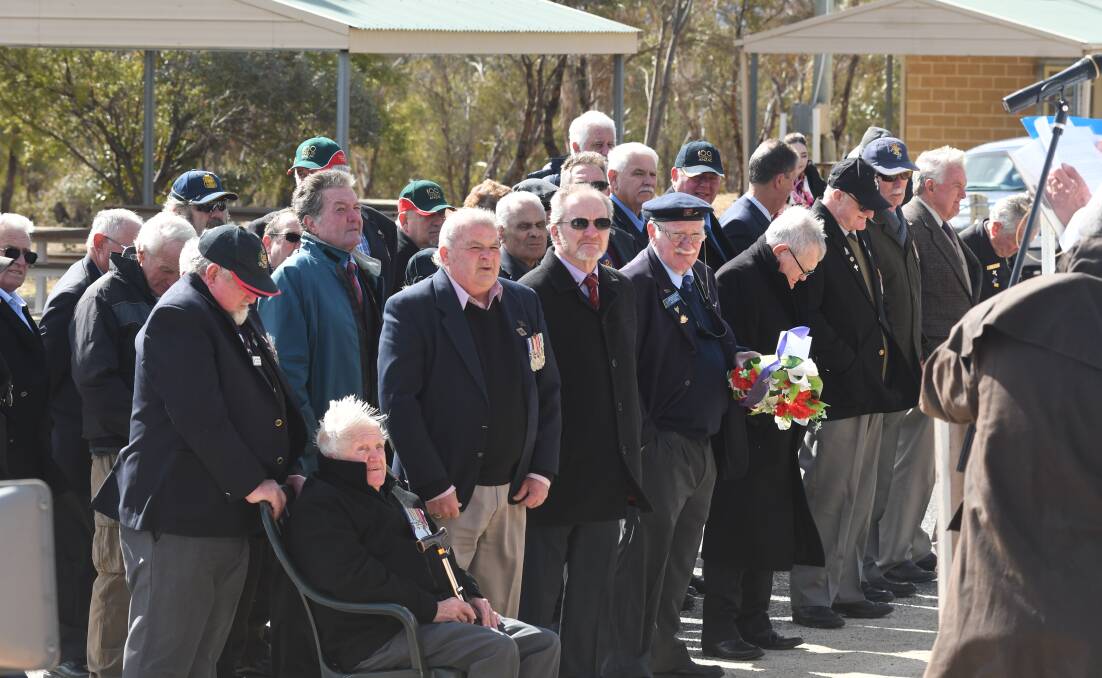 VIETNAM VETERANS DAY: Vietnam vets at Sunday's Memorial Service, which was held at Bathurst's Vietnam Veteran's Park. Photo: CHRIS SEABROOK 