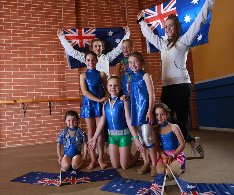FLY THE FLAG: Some of the dancers from Bathurst's JLD dance studio who will perform in the United States later this year. Photo: PHIL BLATCH