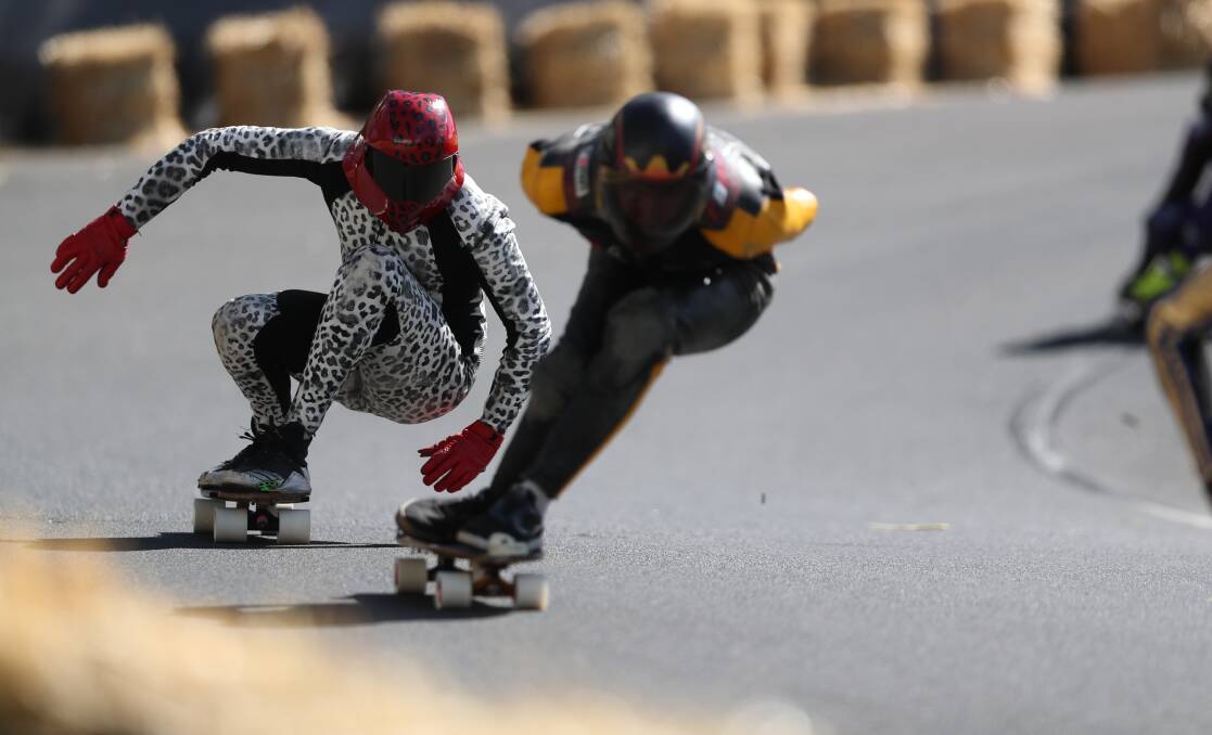 SKATE AND BE GREAT: Skate boarders taking on Mount Panorama in the final heats of Newton's Nation on Sunday. 