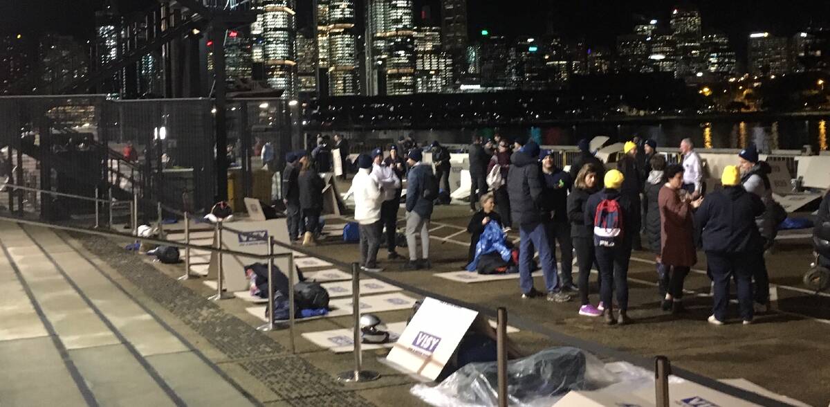 CEO SLEEP-OUT: Justin Enright, from Morse and Co, was one of the CEO's to sleep rough in Sydney on Thursday night, for SVDP.
