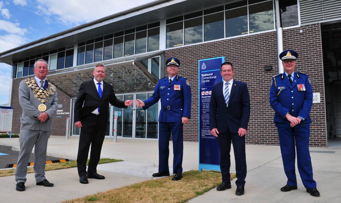 WELCOME EXPANSION: Mayor of Bathurst Bobby Bourke, Anthony Roberts, Minister for Counter Terrorism and Corrections, Governor Mark Kennedy, Member for Bathurst Paul Toole and Commisioner Peter Severin.