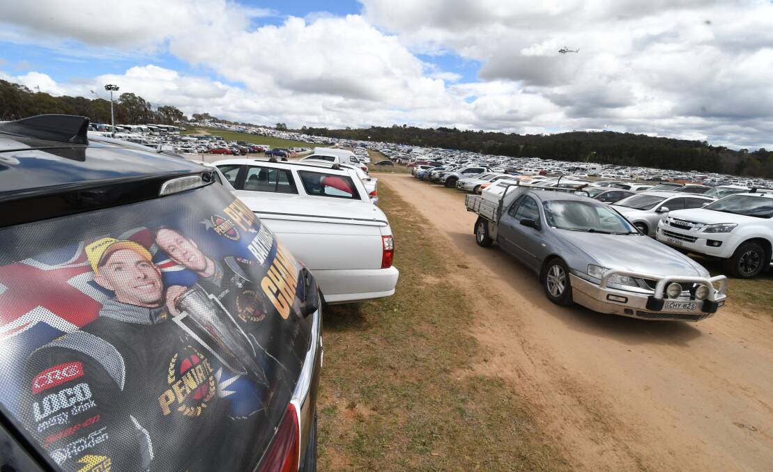 CAR PARK FULL: Space was at a premium in the car park at Mount Panorama on Sunday, as fans came for the big race.