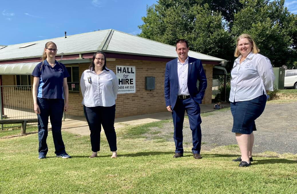 FUNDING: Member for Bathurst Paul Toole with Gemma Evans, Gaylene Anderson and Narissa Boeren outside the Girl Guides Hall.