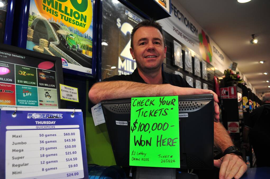 WINNING TICKET: Newspower Bathurst owner Mark McManus said the win added to the outlet’s track-record of selling first prize winning Lucky Lotteries tickets.