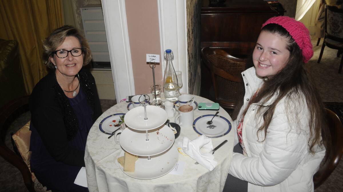 HIGH TEA: Linda New with daughter, Lexie (from Newcastle) had a great day at Abercrombie House.