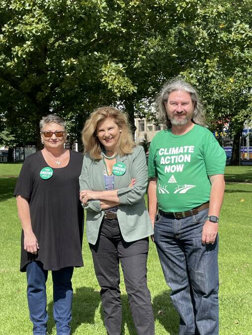 GREENS CANDIDATE: Liz Murrell, federal Greens candidate for Calare Kay Nankervis and Greens councillor for Orange David Mallard. Photo: TANYA MARSCHKE