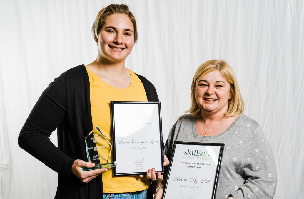 AWARDS DAY: Laycee Covington-Gorst pictured with Host Employer, Devro Pty Ltd Human Resources Business Partner, Sally Russell. 