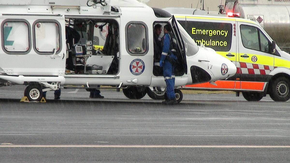 MEDICAL SUPPORT: Medical crews pictured at Bathurst Airport after the crash involving six riders in the B2B. Photo: DAVID CARROLL, TOP NOTCH VIDEO.
