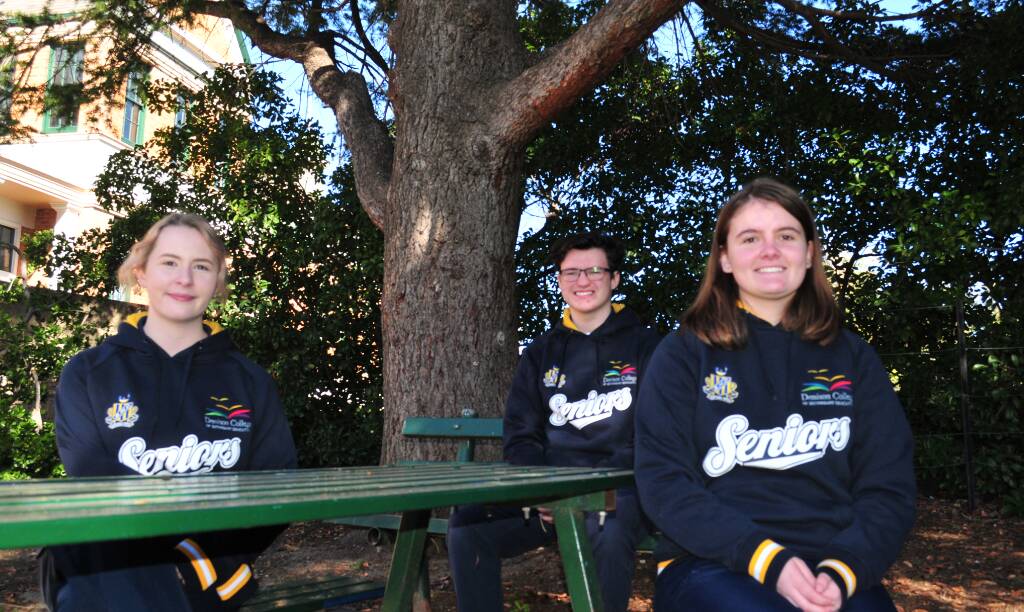 BACK AT SCHOOL: Year 12 Bathurst High students, from left Jade Soames, Harvey Shead and Bailey Stevens, returned to face-to-face lessons on Monday.