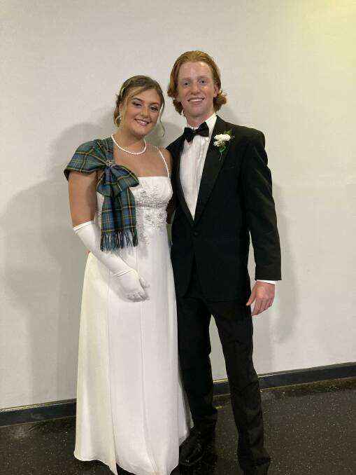 FUN EVENING: Taylah Wade with her debutante ball partner Cameron Jackson, pictured at the ball on Saturday.