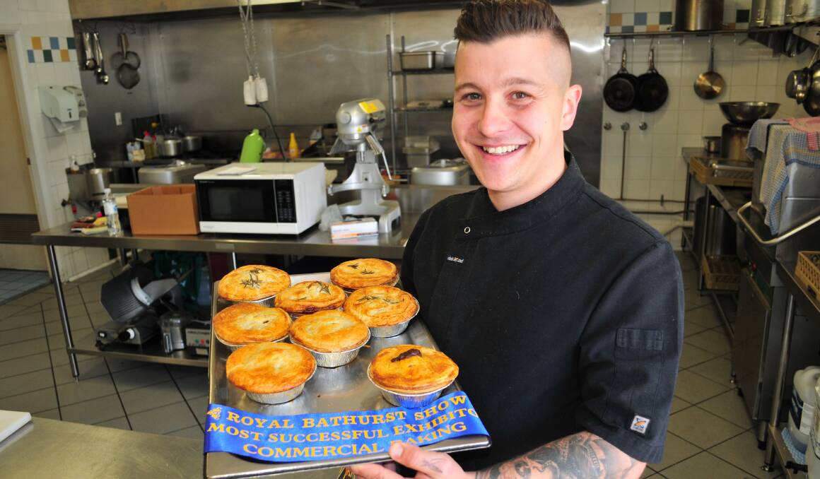 PIE MAN: Matthew Clarke, pictured with a tray of his award-winning pies, enjoyed more success at this year's Royal Bathurst Show.