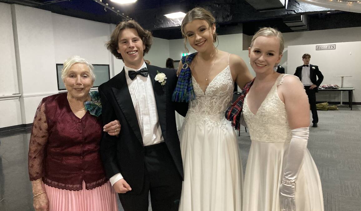 2022 HIGHLAND BALL: Barbara Bacon, Travis Dwyer, Bridgette McFarlane and Lillian Oke, pictured just prior to the start of the ball.