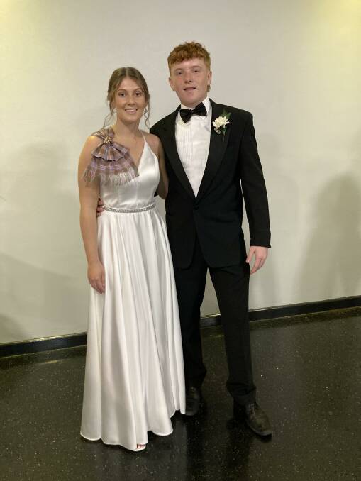 DEB BALL: Ella Duncombe is pictured with her deb ball partner Guy Neill on Saturday evening.