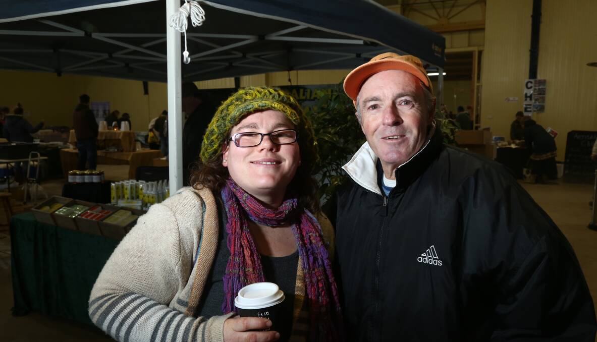 HAVING A LOOK AROUND: Courtney and Colin Burke were pictured at the Bathurst Showground on Saturday at the Farmers Markets.