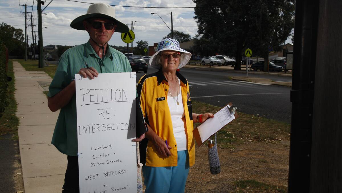 PUSHING FOR CHANGE: Kent and Dianne McNab's petition to change the Mitre and Suttor street intersection now has more than 3000 signatures. They say they do not want council to wait until there is a fatality at the intersection.
