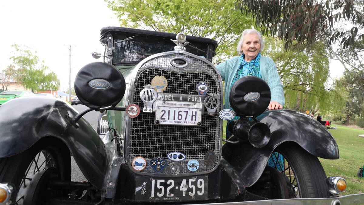 BIRTHDAY BASH: Brenda Wilde, celebrating her 90th birthday on the weekend, pictured next to a 1928 Model A Ford.