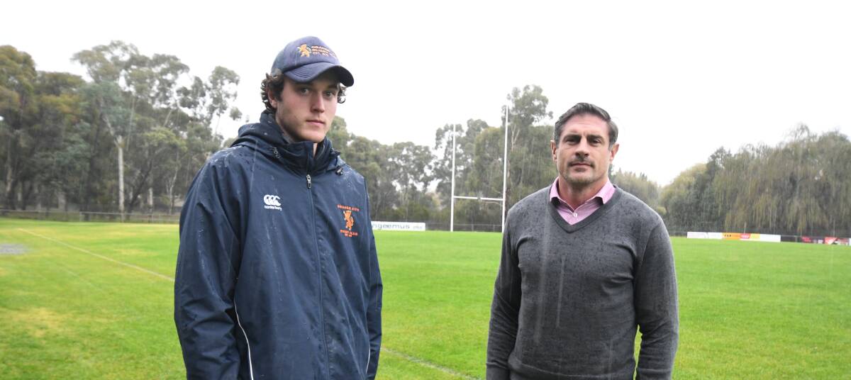 DERBY DAY: Logan Buckley and Nigel Staniforth are bracing for wet conditions when Orange City and Emus clash on Saturday. Photo: JUDE KEOGH.