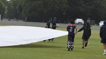 The covers being brought on at Wade Park on November 26 during the match between Western and Riverina. Picture by Carla Freedman