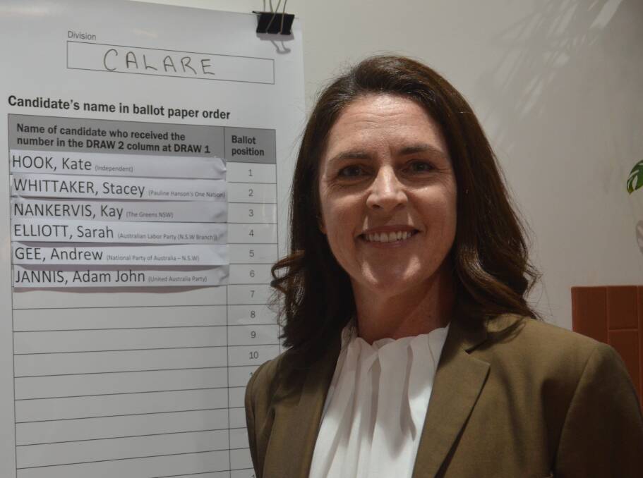 PLEASED: Kate Hook secured top spot on the ballot paper during Friday's blindfolded draw at Hive Orange in McNamara Street. Photos: RILEY KRAUSE