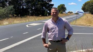 Member for Orange Phil Donato at the Pretty Plains Road-Mitchell Highway intersection. Picture supplied