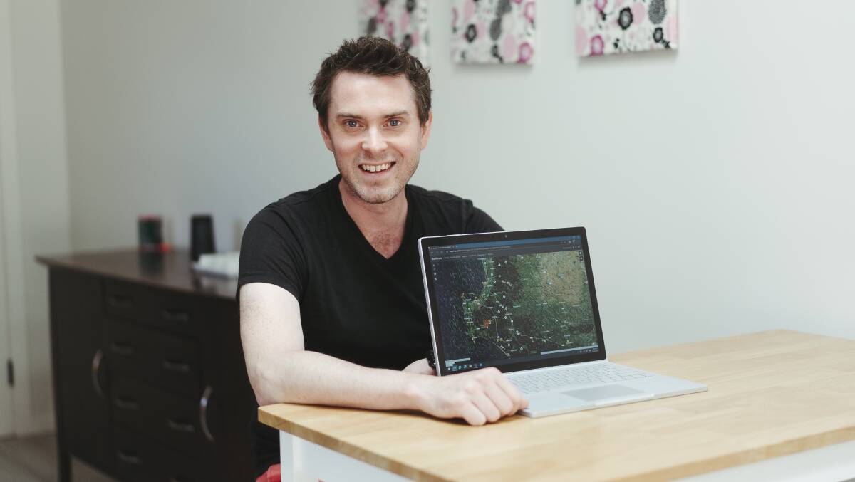 Nominee for the Australian of the Year Award 2021 Tristan Morris built the Bushfire.io app which maps where fire hotspots are. Picture: Dion Georgopoulos