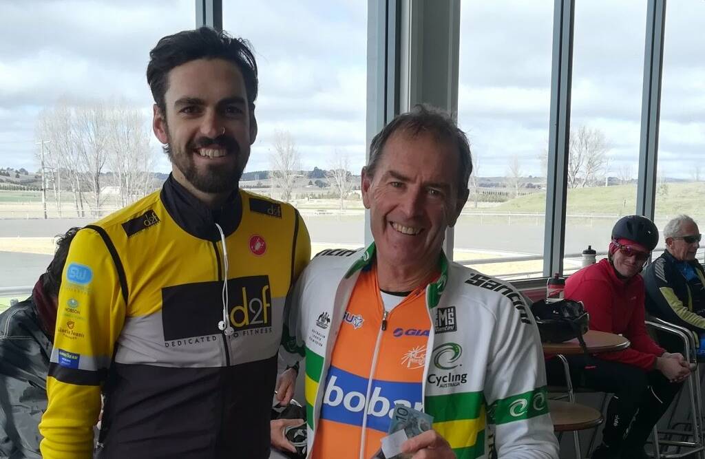 DYNAMIC DUO: Brad Rayner and Mark Windsor were victorious in the Bathurst Teams Time Trial event on Sunday morning. Photo: BATHURST BIKE NEWS