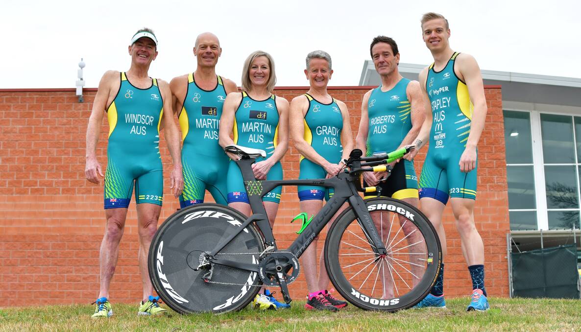 COMPETITORS: Mark Windsor, Dennis and Jodie Martin, Fran Grady, Terry Roberts and Josh Stapley. Photo: ALEXANDER GRANT