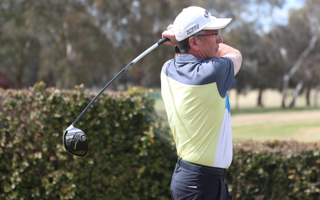 DRIVING: Martin Meredith enjoys a recent round at the Bathurst Gold Club, pictured teeing off on the first hole. Photo: PHIL BLATCH