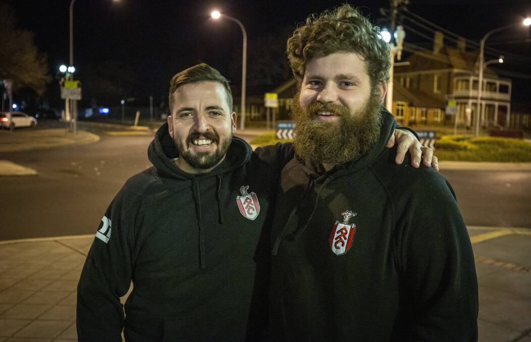 MAKING A STATEMENT: Henry Simmons and Brock Collins are celebrating a breakthrough victory for the Panorama FC Black first grade side, after they overcame their Red clubmates in Friday night's derby.