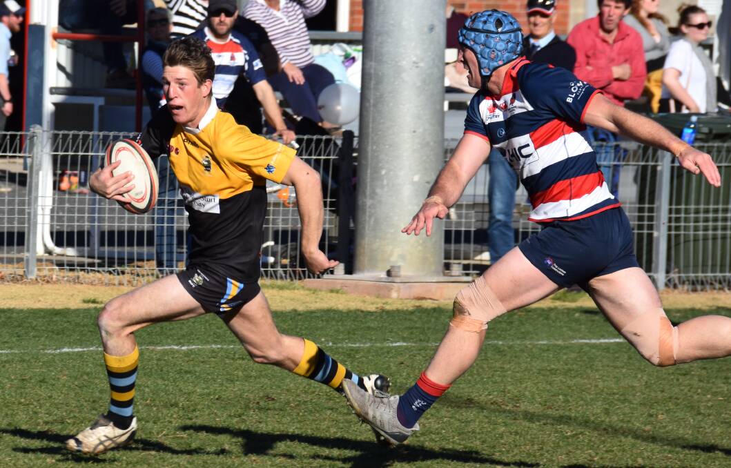 ON FIRE: CSU Bathurst fullback Lochie Robinson was at his damaging best during Saturday's New Holland Agriculture Cup finals match. Photo: JAKE HUMPHREYS