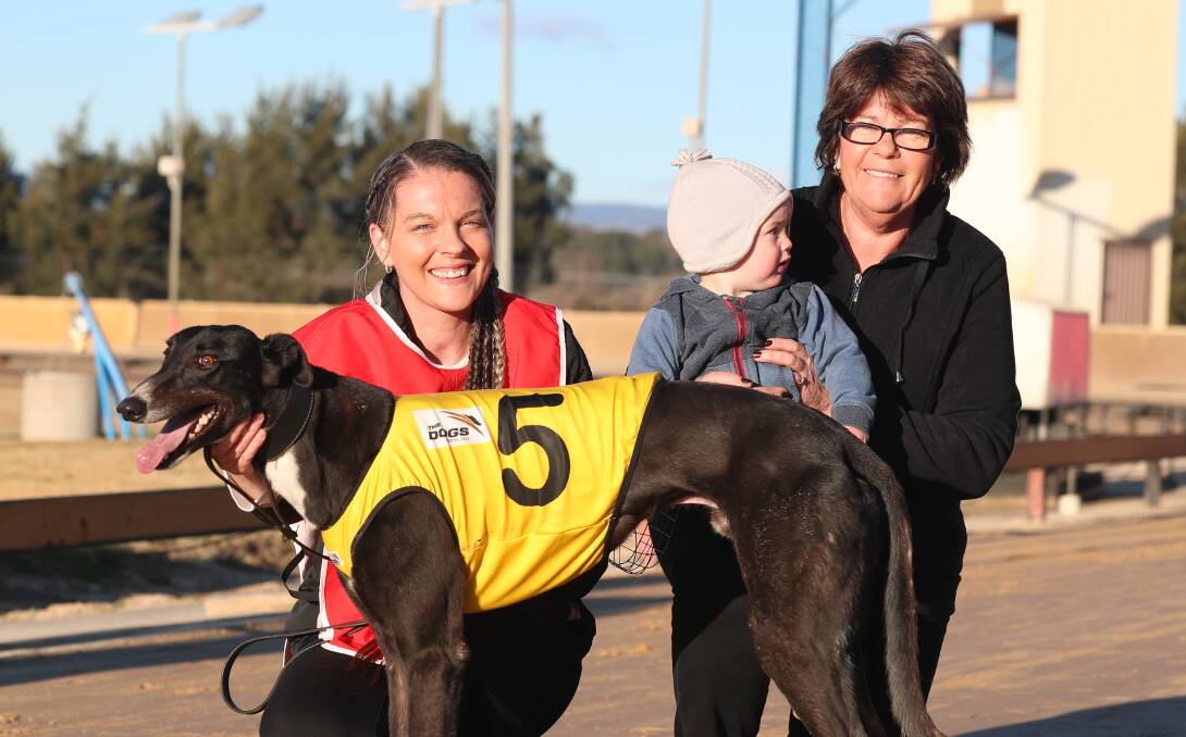 OUTSTANDING RECOVERY: Lisa and Lynn Maney with Finn Erwich and winning runner Valentine Man at Kennerson Park on Monday. Photo: PHIL BLATCH