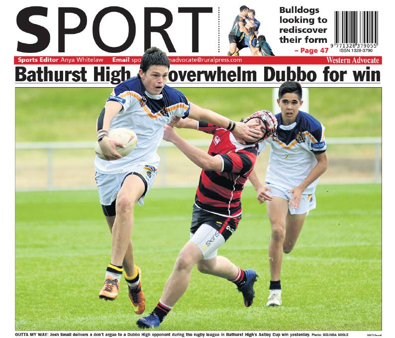 Josh Small fondly remembers the Western Advocate's back page photo after the win over Dubbo.