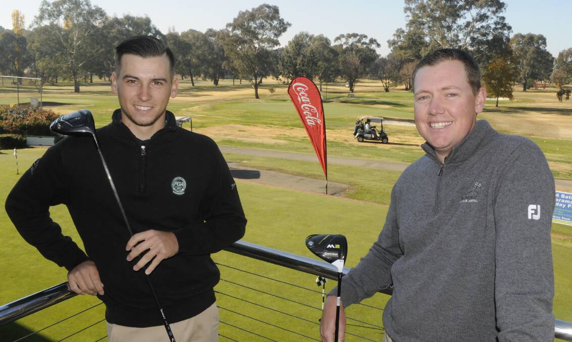 HOME HOPES: Bathurst Golf Club trainee professionals Dylan Thompson and Tom Perfect are chasing success at home. Photo: CHRIS SEABROOK