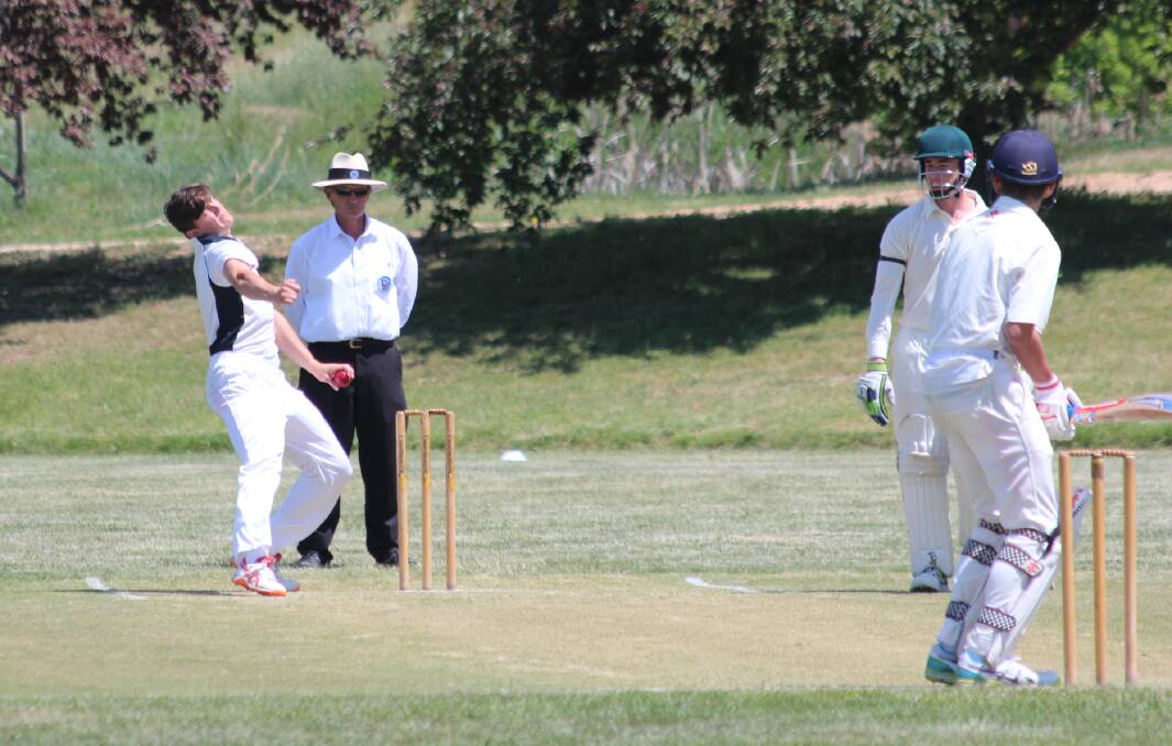 BIG EFFORT: Ben Mitchell produced five wickets and a century for St Stanislaus' College in their win over St Pius X College. Photo: TONY FISHER