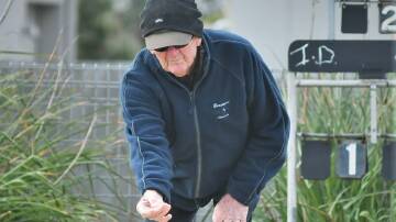 GOOD DAY OUT: Ian Cunningham enjoys a round of social bowls at the Bathurst City Community Bowling Club. Photo: CHRIS SEABROOK