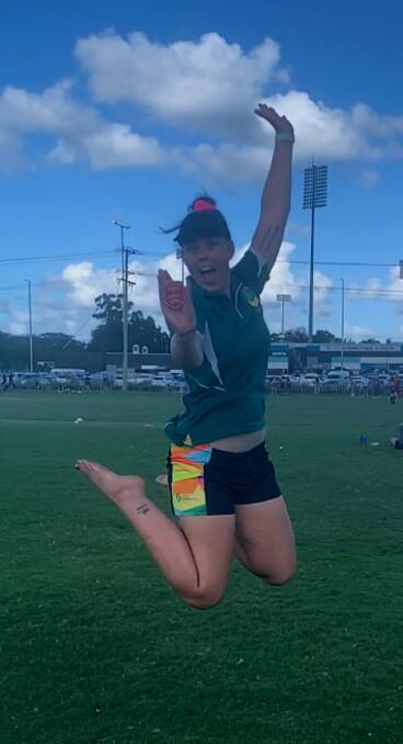 I DID IT: Amy Draper celebrates with her level five referees badge following the National Touch League competition at Coffs Harbour earlier this month. Photo: CONTRIBUTED