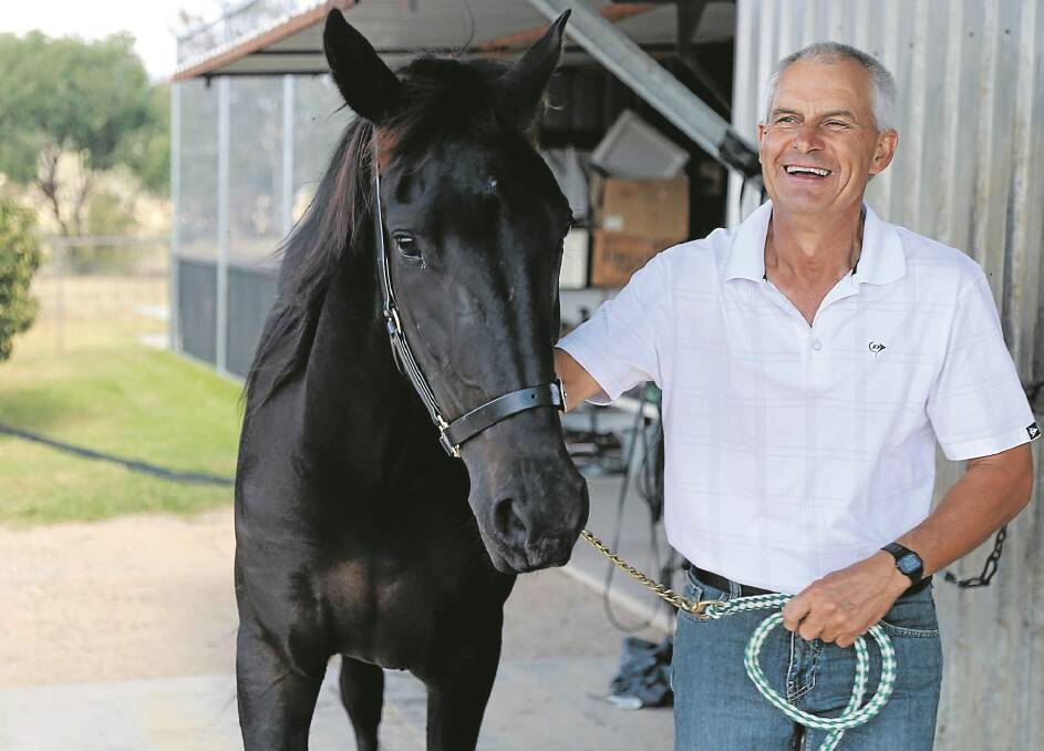 BLACK BEAUTY: Bathurst trainer Peter Trevor-Jones pictured with Im All Courage prior to her Gold Tiara Final tilt in 2016. Photo: PHIL BLATCH