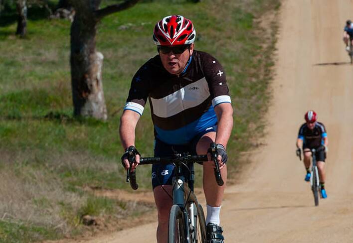 UP THE HILL: David Hyland was the winner in D grade during the weekend's Hurt on the Dirt. Photo: BATHURST CYCLING CLUB