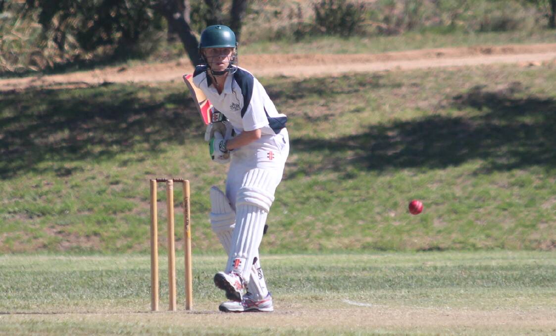 ONE GAME SHY: St Stanislaus' College's Luke Mutton faces a St Patrick's College delivery during Saturday's final. Stannies went down by 59 runs. Photo: TONY FISHER